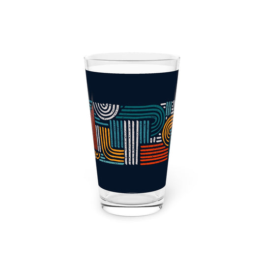 Colorful Retro Geometric Pint Glass - 16oz - Kia Day Design