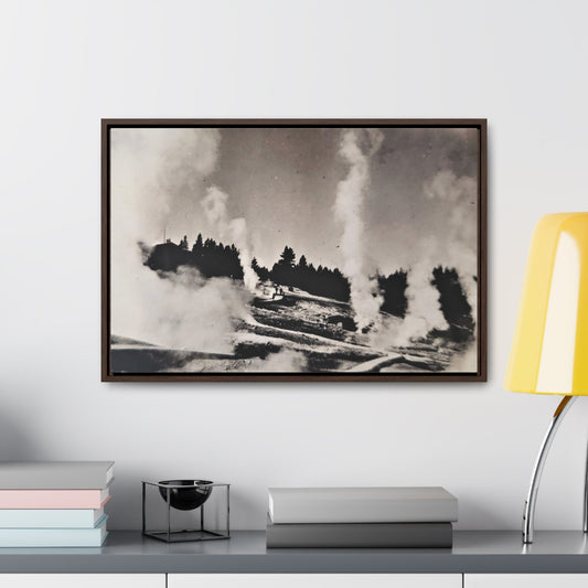 Norris Geyser Yellowstone Gallery Canvas Wraps Horizontal Frame 24″ x 16″ Walnut 1.25"