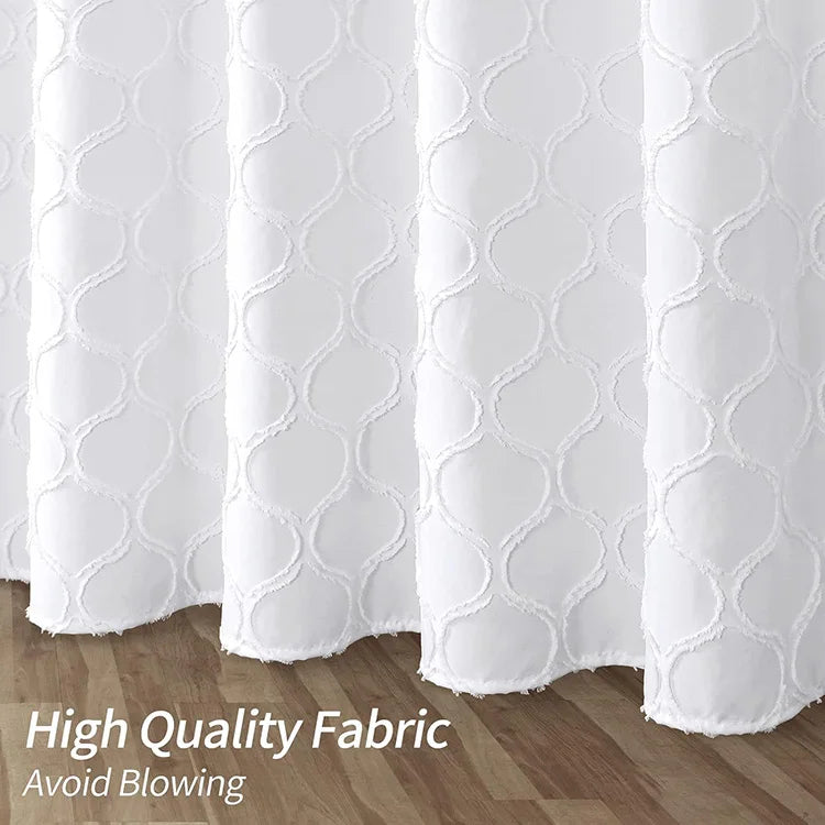Textured White Fabric Shower Curtain