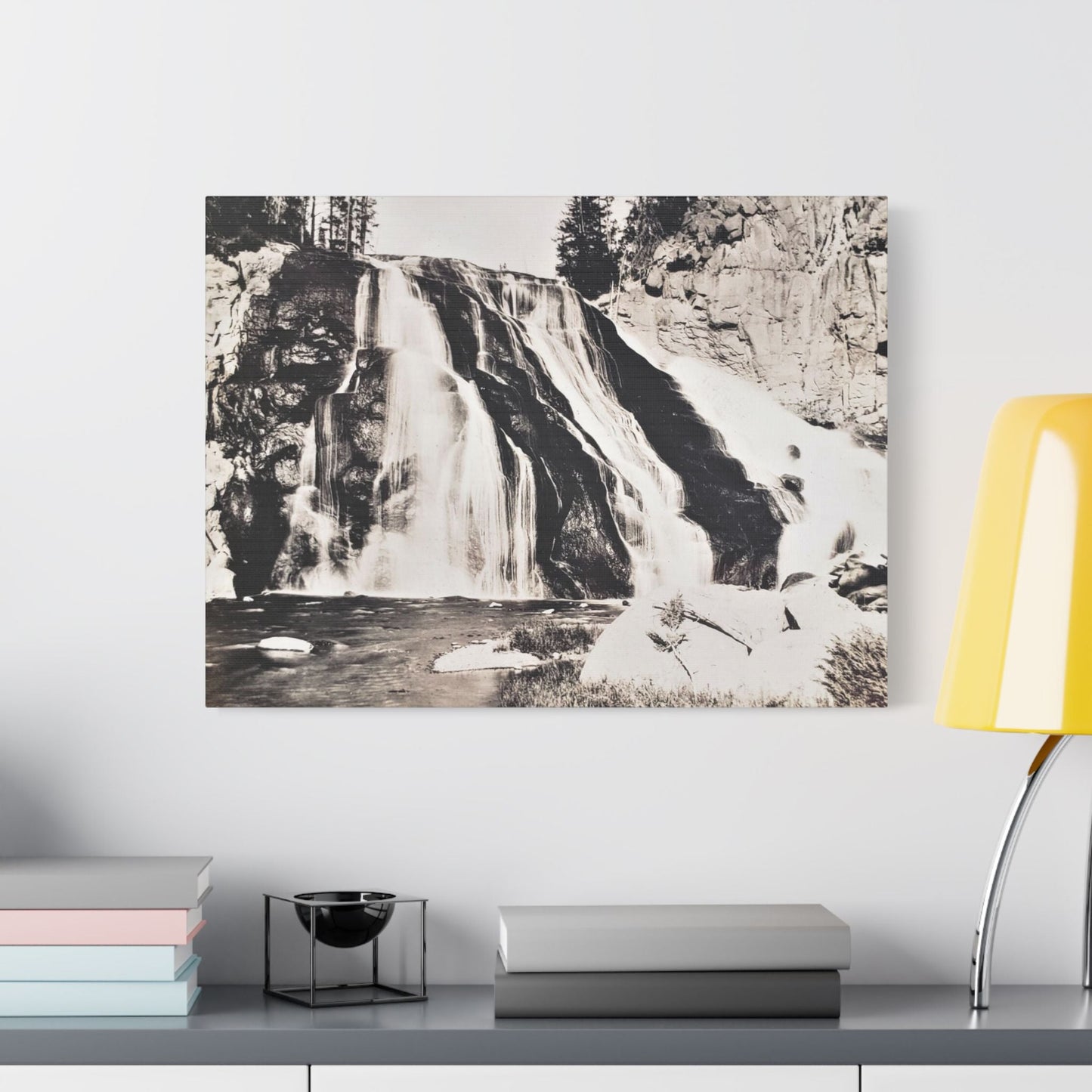 Gibbon Falls Yellowstone Satin Canvas Stretched 24″ x 18″ (Horizontal) 1.5"