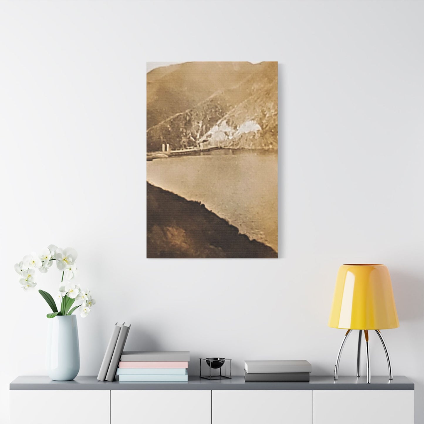 Morris Dam Lake Satin Canvas Stretched 24″ x 36″ (Vertical) 1.5"
