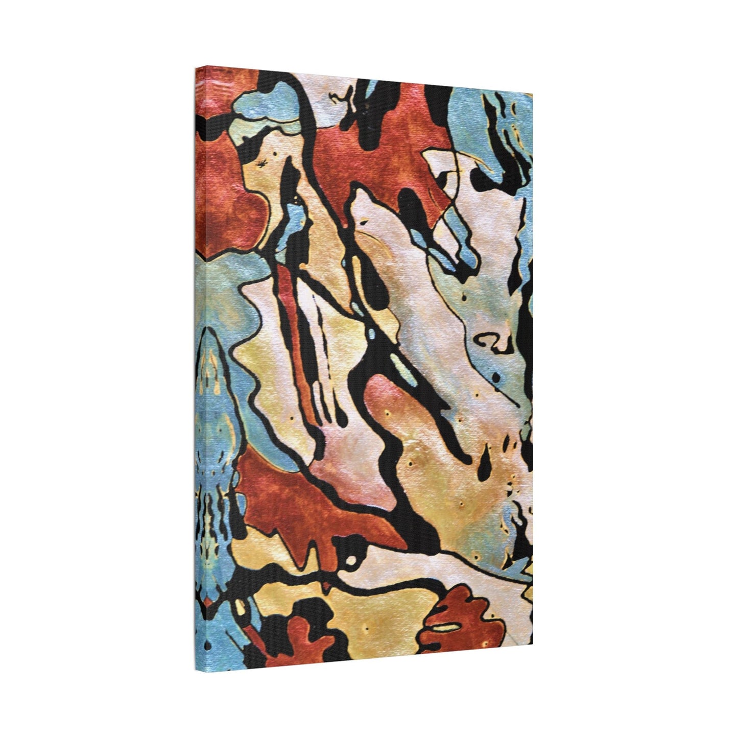 Blue Falls Satin Canvas Stretched