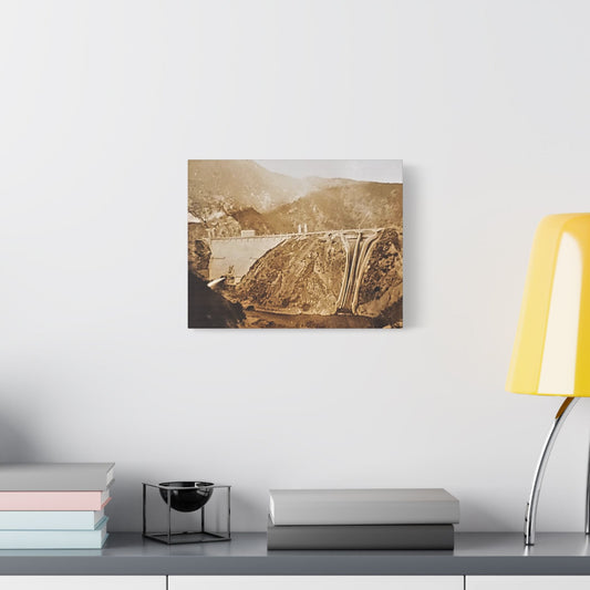 Back View Morris Dam Spillway Satin Canvas Stretched