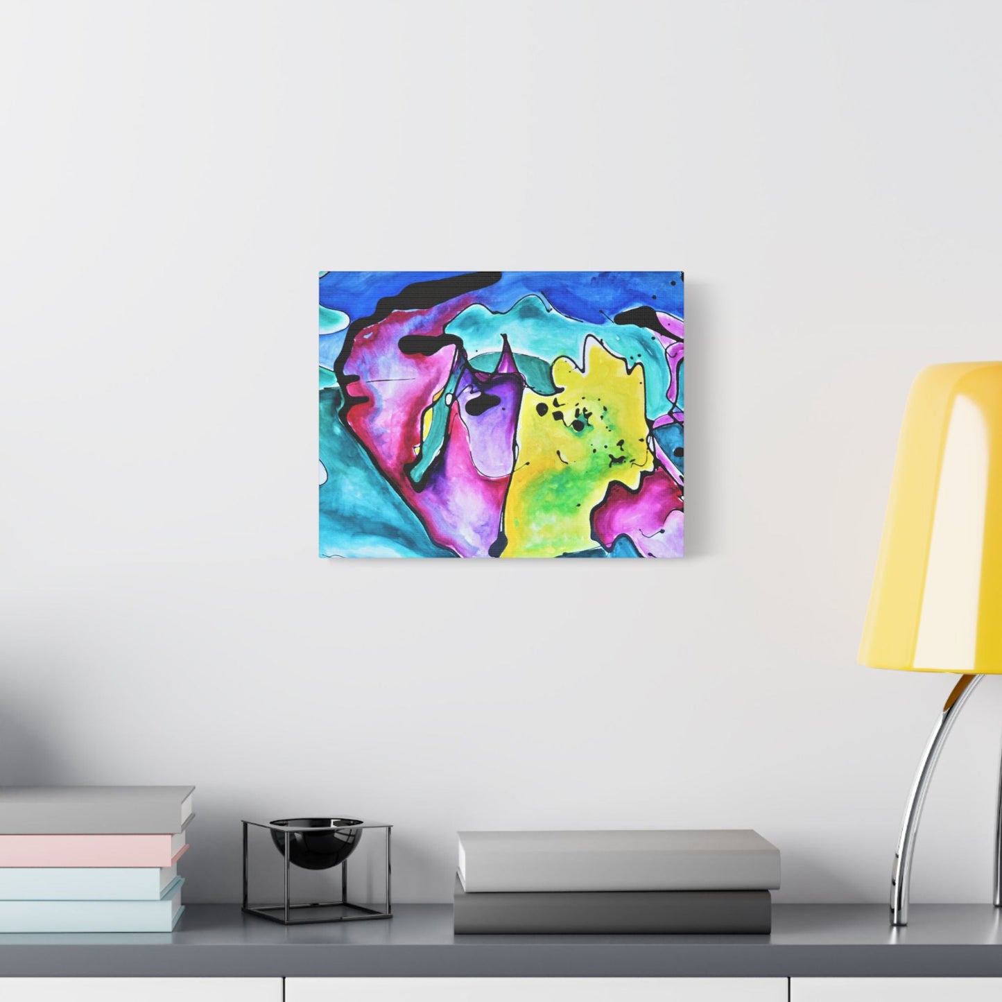 Cat Dog Satin Canvas Stretched