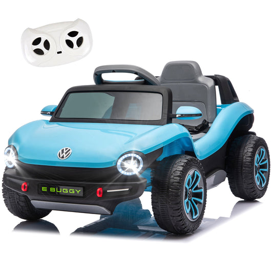 12V Licensed Volkswagen Beetle Kids Ride On Electric Car - Blue - Kids Bikes & Riding Toys