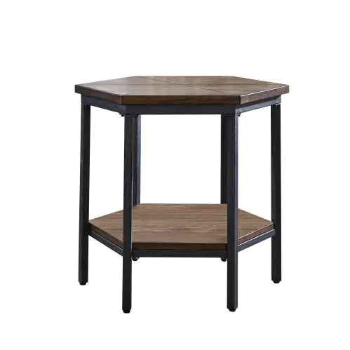 Brown Hexagon End Table - Brown - Table
