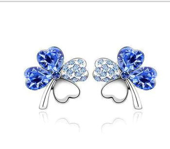 Clover Crystal Stud Earrings with Full Rhinestones
