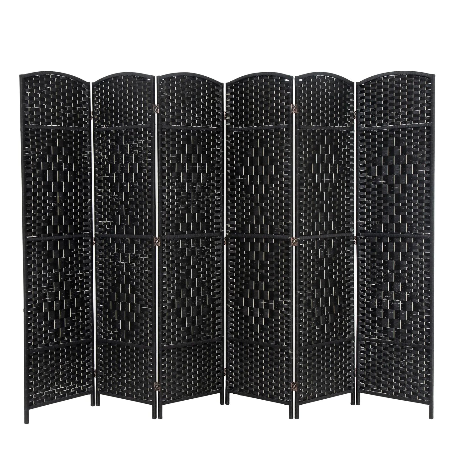 Black 6 Panel Folding 6 Foot Privacy Divider - - room divider