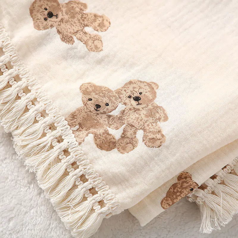 Cute Bear Muslin Cotton Baby Blanket Kia Day Design
