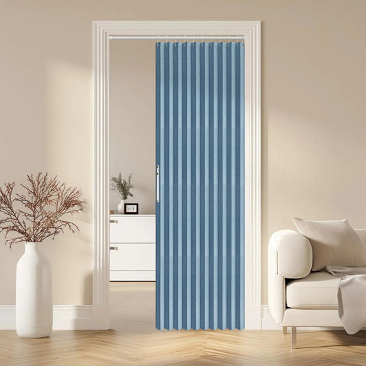 Blue Magnetic Pleated Folding Door Curtain - Kia Day Design