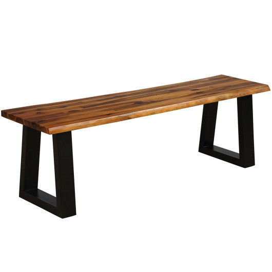 Solid Acacia Wood Patio Bench Dining Bench Seating Chair - - Home & Garden