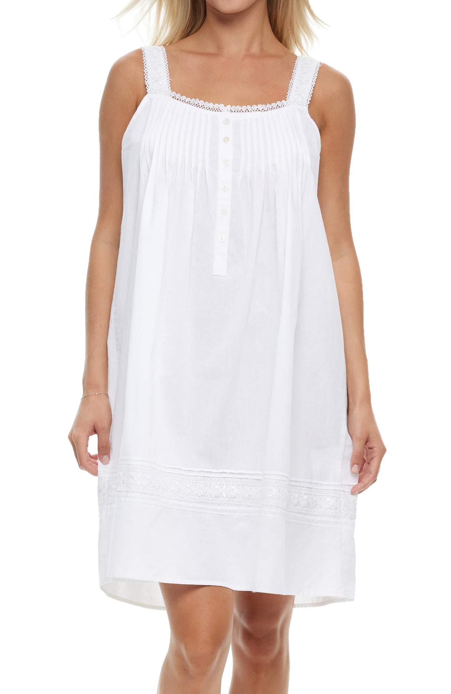Vintage Grace Cotton Nightgown with Lace - White Large - - nightgown