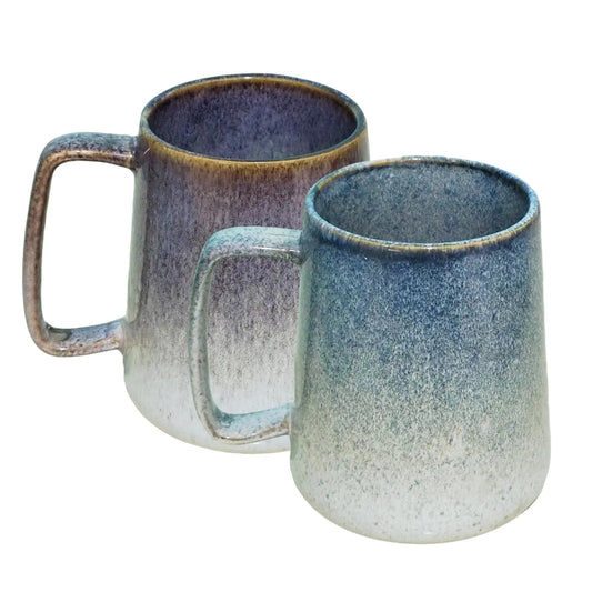 Extra Large Tall Coffee Mugs with Handle - Set of 2 24 oz Ceramic Dishwasher & Microwave Safe Unique Kiln Change Design Kia Day Design