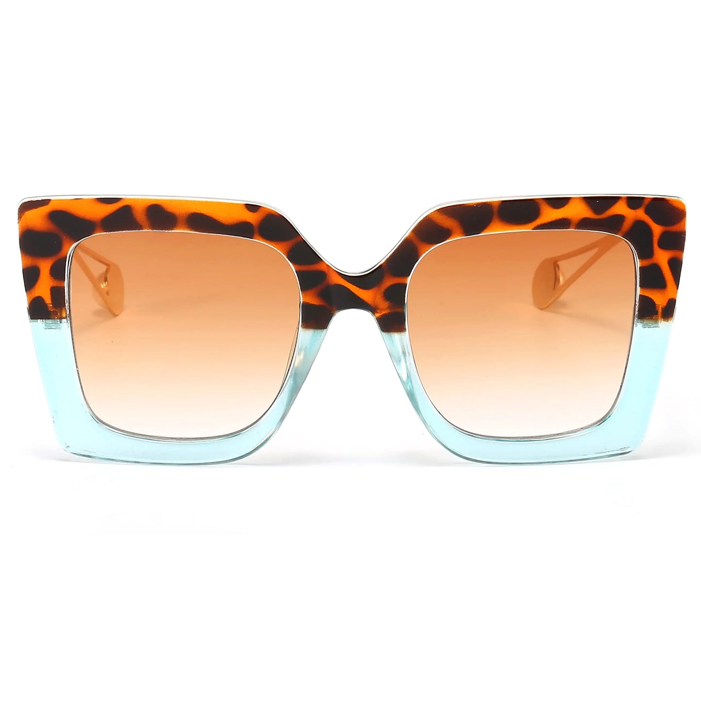 Blue and Orange Gradient Oversized Square Sunglasses - - sunglasses