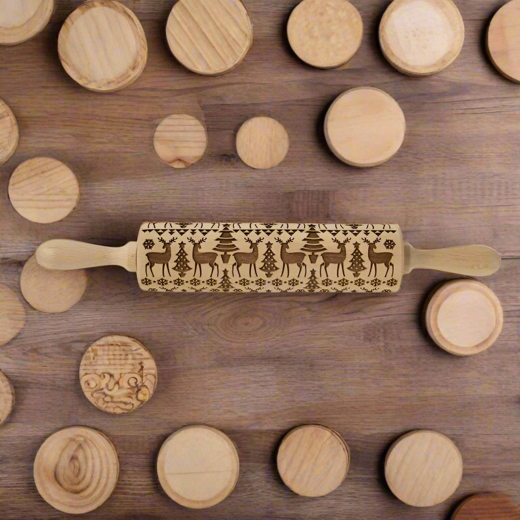 Wooden Embossed Rolling Pin - Kia Day Design