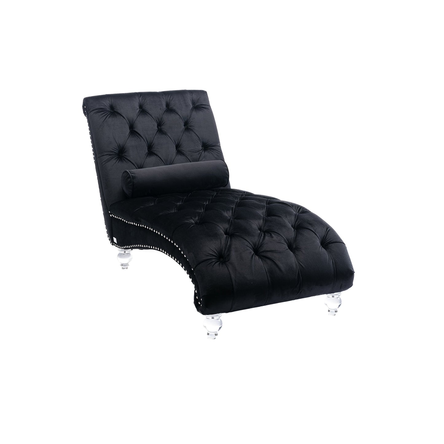 Black Velvet - Button-Tufted Upholstered Lounge Chair - - Recliners & Massage Chairs