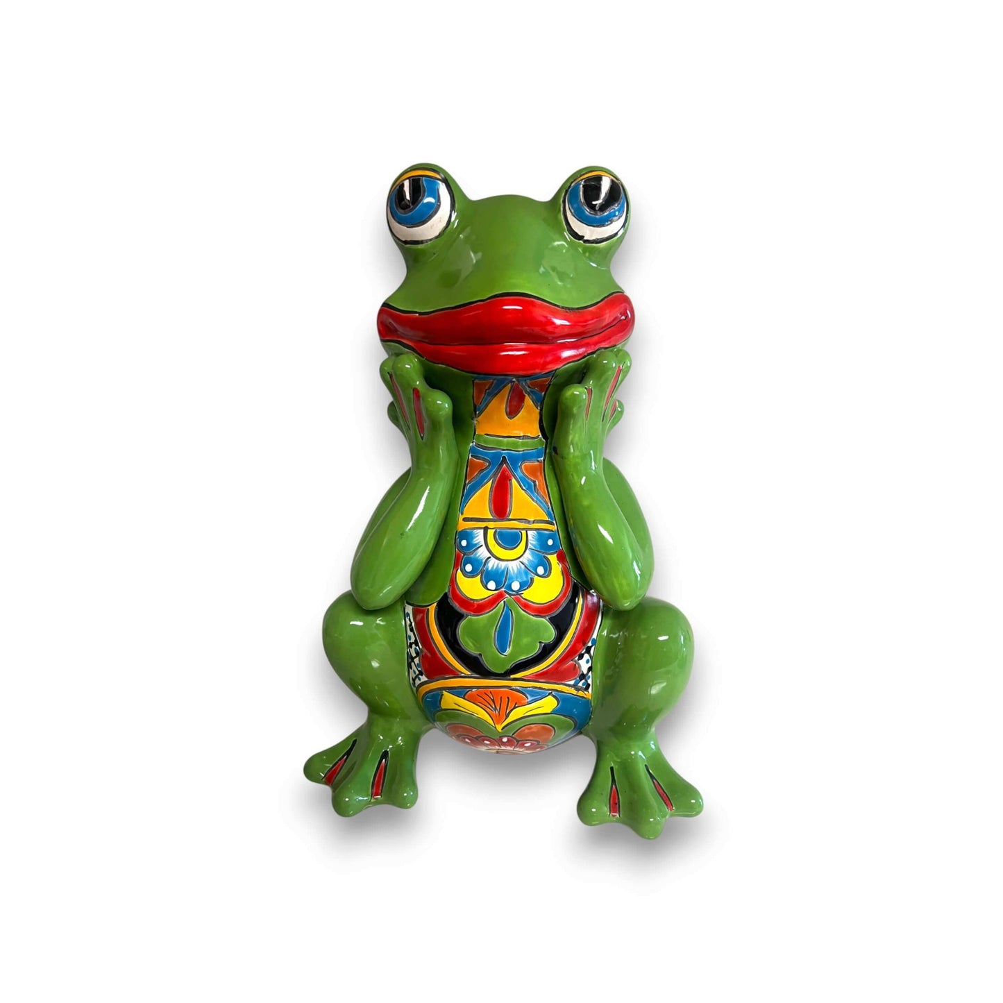 Talavera Frog Statue Vibrant Hand-Painted Mexican Ceramic Art - - Talavera Statue