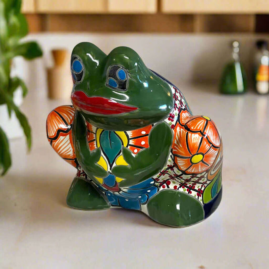 Talavera Frog Planter Colorful Handmade Mexican Pottery - - Talavera Planter