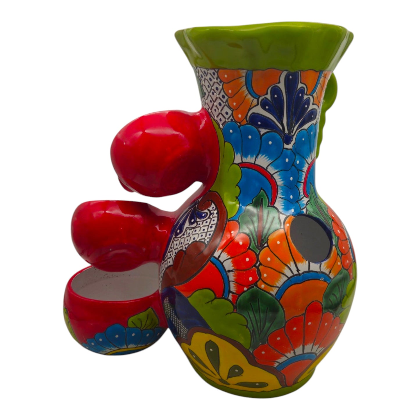 Colorful Green Rim Talavera Fountain Mexican Ceramic Decor - - Talavera Fountain