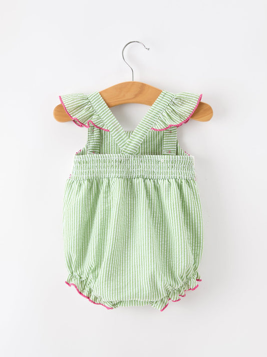 Western Boots Cactus Girls Romper Stripe Ruffle Strap - - Romper
