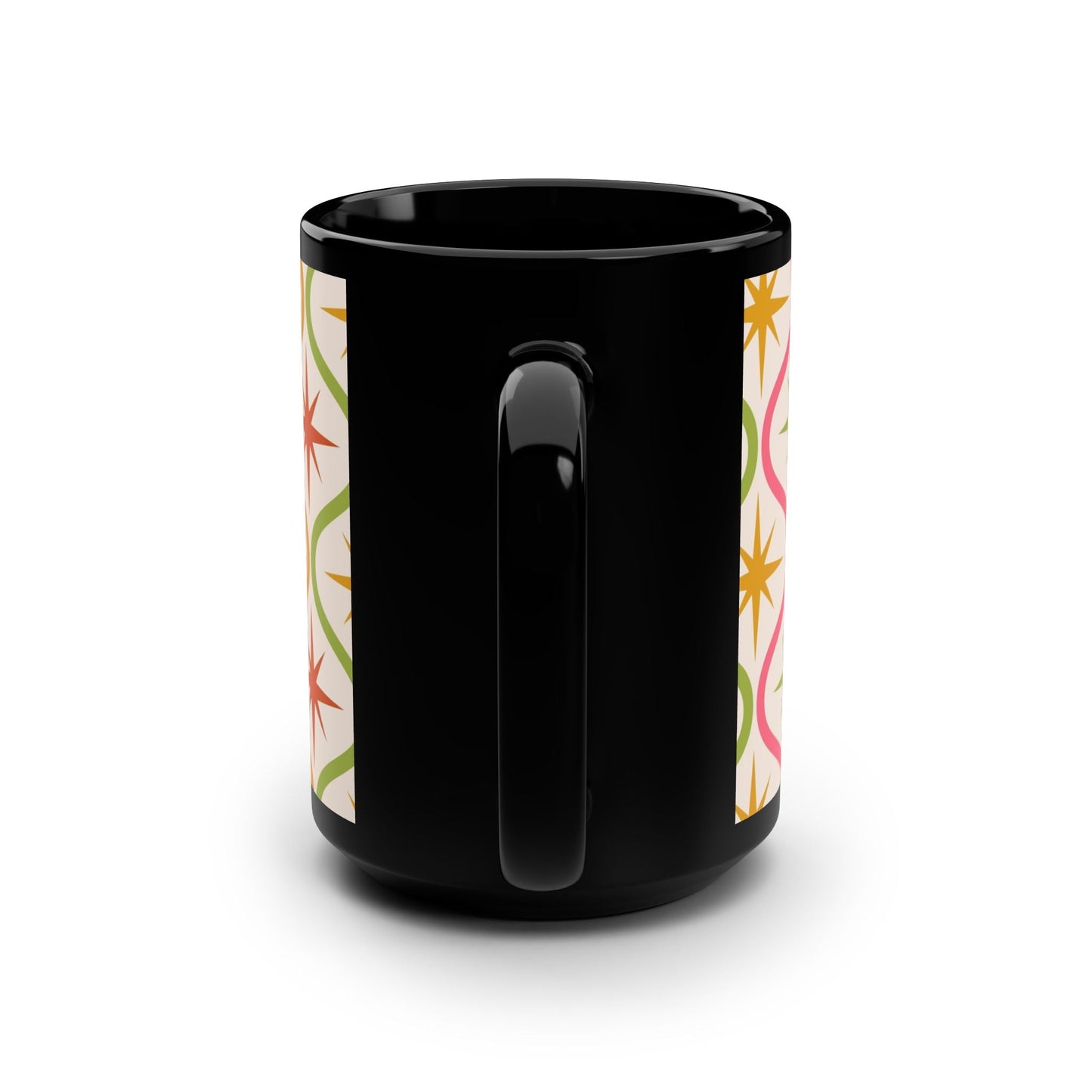Colorful Retro Star Pattern Mug - 15oz Black Coffee Cup - Kia Day Design