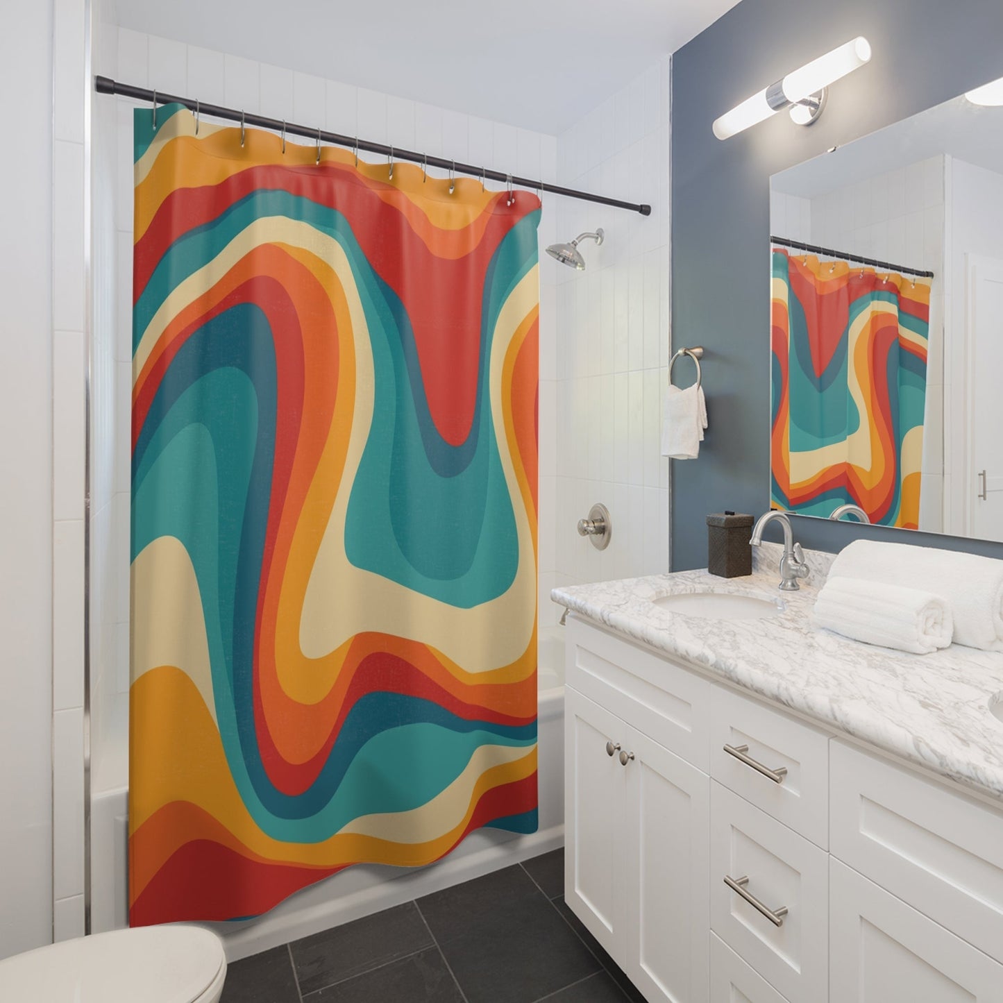 Boho Wave Shower Curtain - - Home Decor