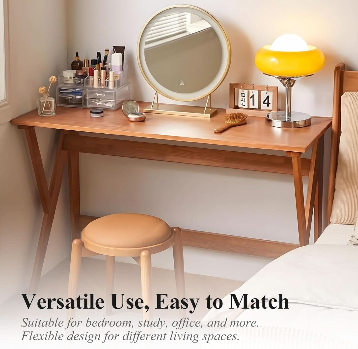 Natural Oak Industrial Style Solid Wood 47 Inch Wide Desk- ShipItFurniture- {{Product type}}