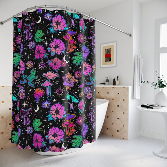 Neon Black Shower Curtain - - Home Decor