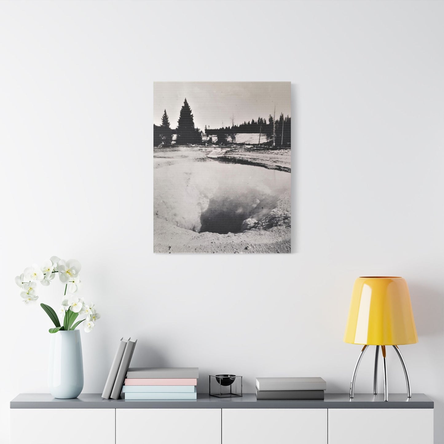Morning Glory Pool Yellowstone Satin Canvas Stretched 24" x 30" (Vertical) 1.5"