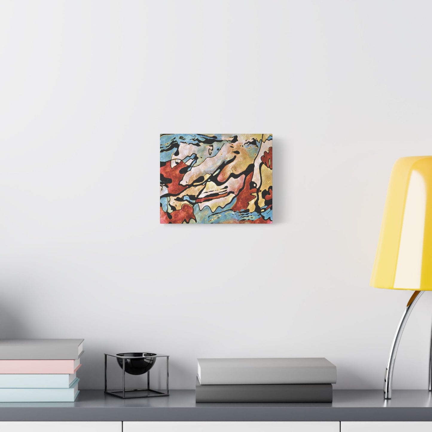 Blue Falls Satin Canvas Stretched