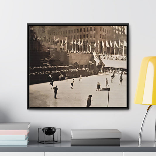 Rockefeller Plaza Easter 1945 Gallery Canvas Wraps Horizontal Frame 24″ x 20″ Black 1.25"