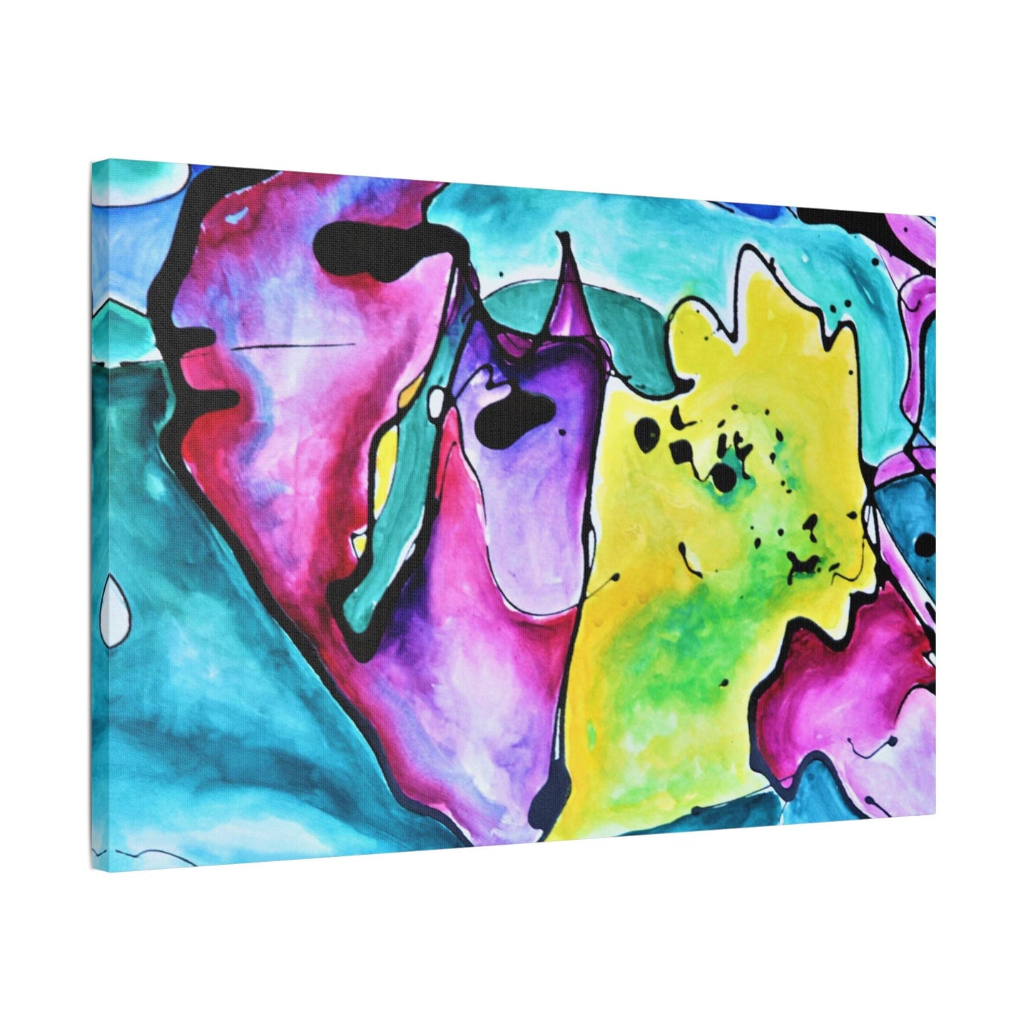 Cat Dog Satin Canvas Stretched