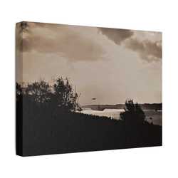 Navy Day New York October 27th 1945 Plane Satin Canvas Stretched