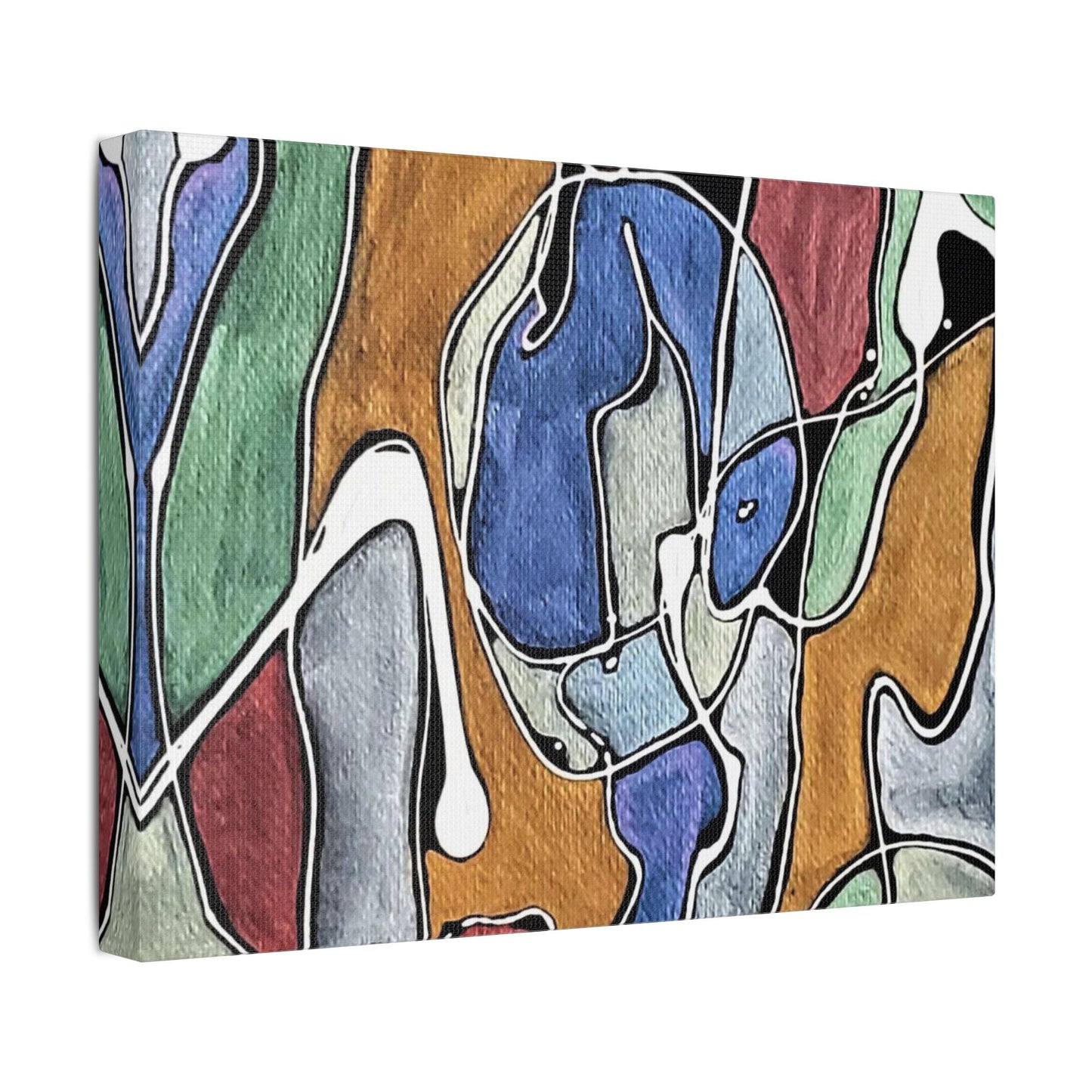Blue Girl Satin Canvas Stretched