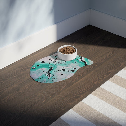 Teal Burst Pet Feeding Mats Fish shape (19" × 14") White