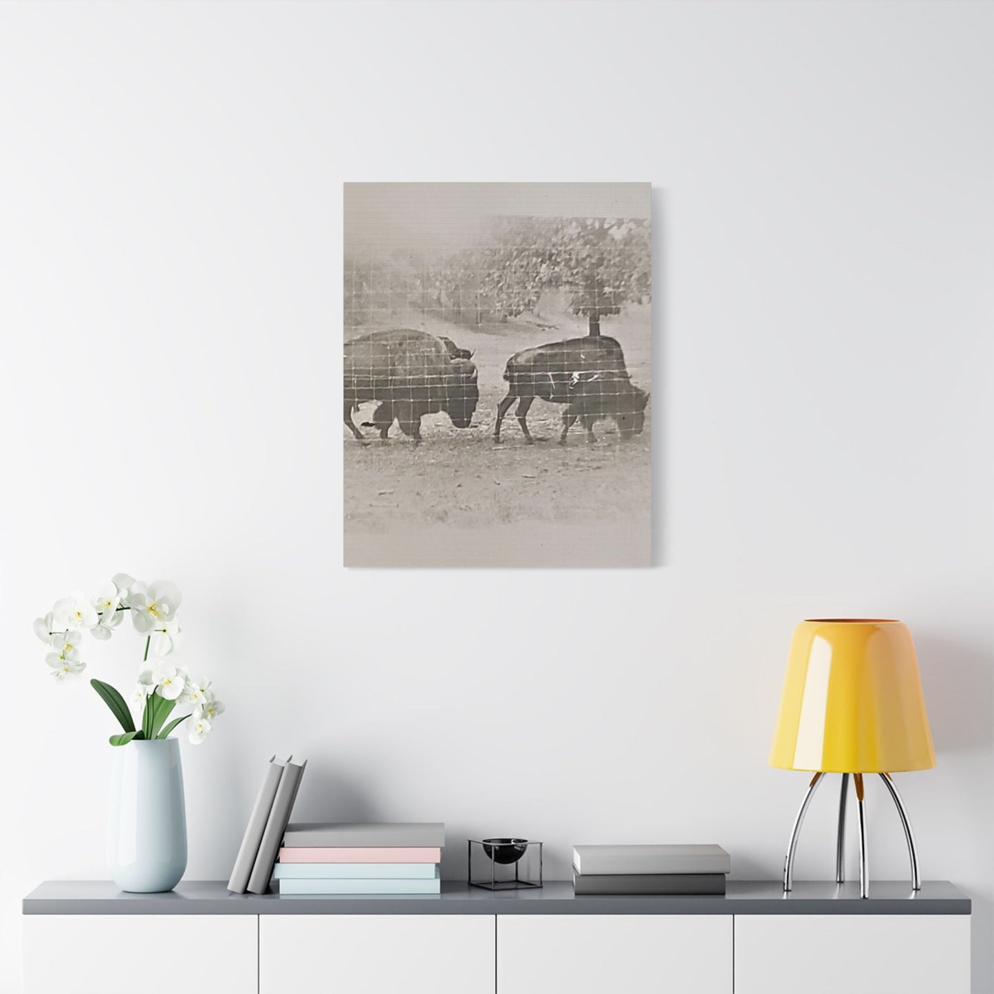 Buffalo at Redwood Falls Satin Canvas Stretched 24" x 30" (Vertical) 1.5"