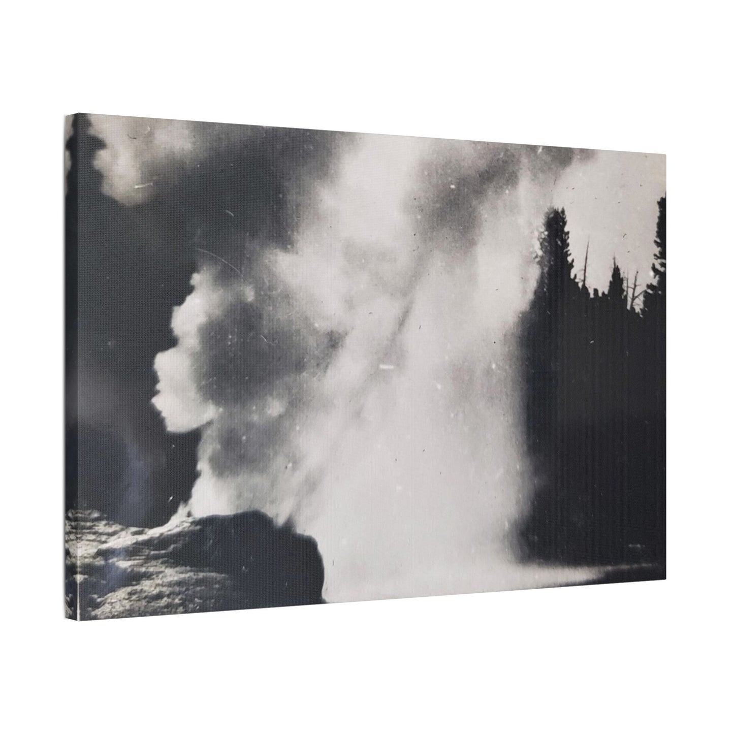 Riverside Geyser Yellowstone Satin Canvas Stretched