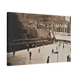 Rockefeller Plaza Easter 1945 Satin Canvas Stretched