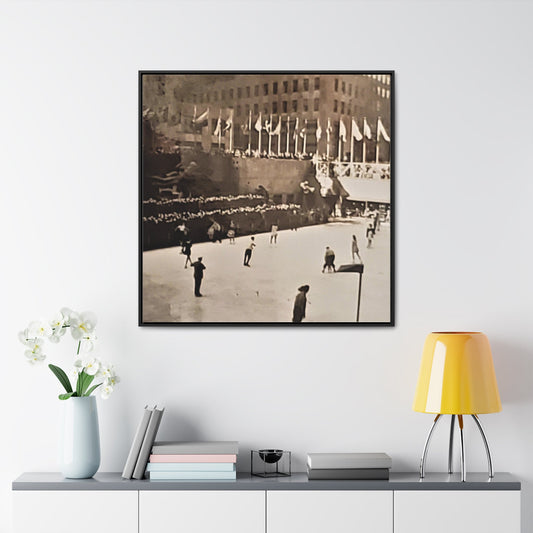 Rockefeller Plaza Easter 1945 Gallery Canvas Wraps Square Frame 36″ x 36″ 1.25" Black