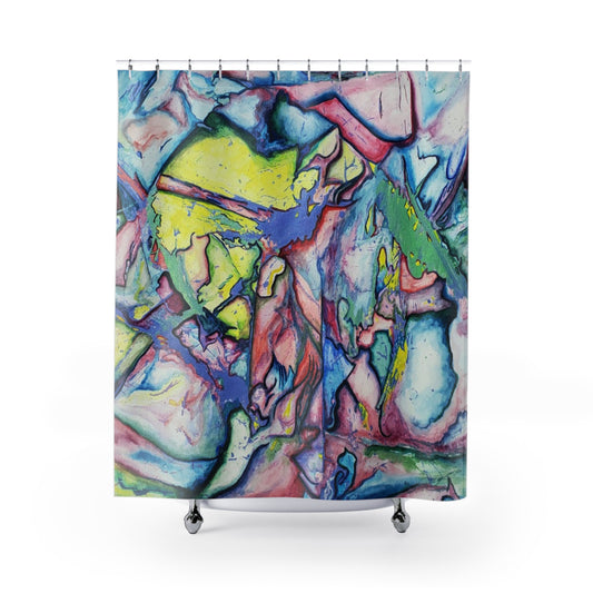 Alien Vibrant Abstract Shower Curtain - Kia Day Design