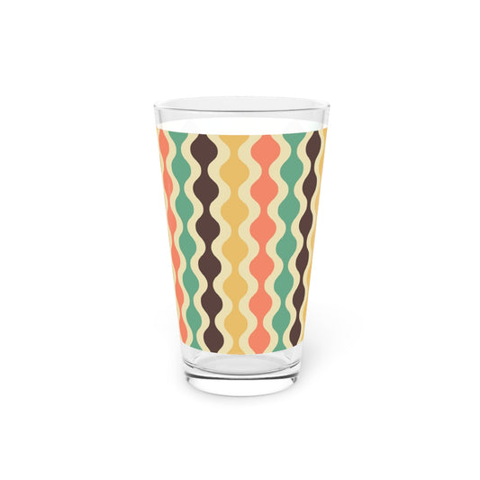 Retro Wavy Pattern Pint Glass - 16oz - Kia Day Design