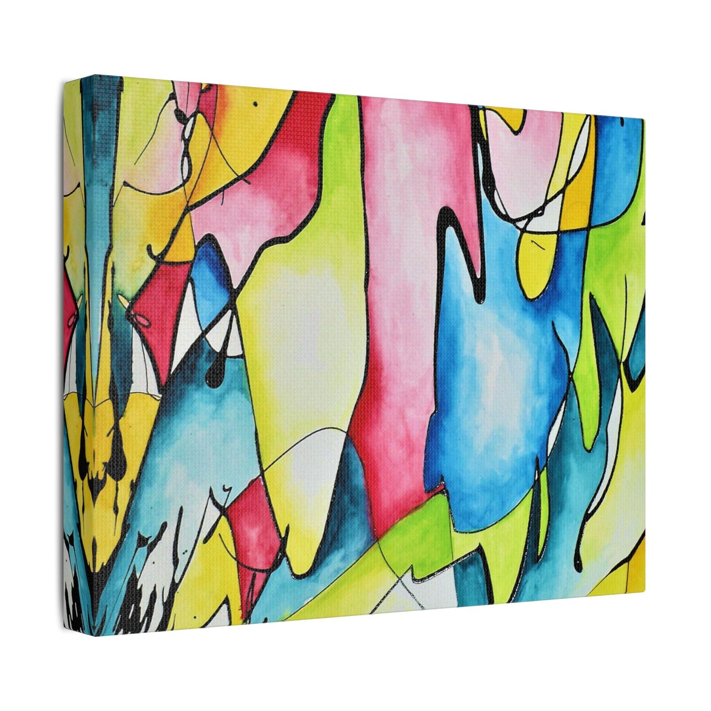 Blue Flame Satin Canvas Stretched