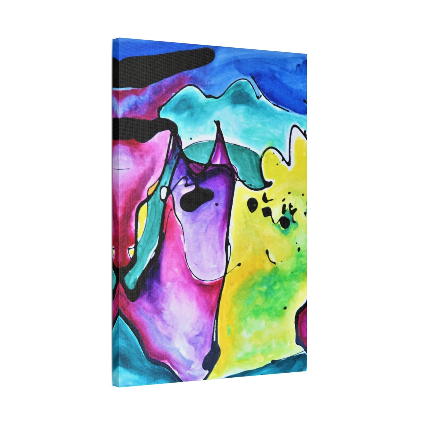 Cat Dog Satin Canvas Stretched