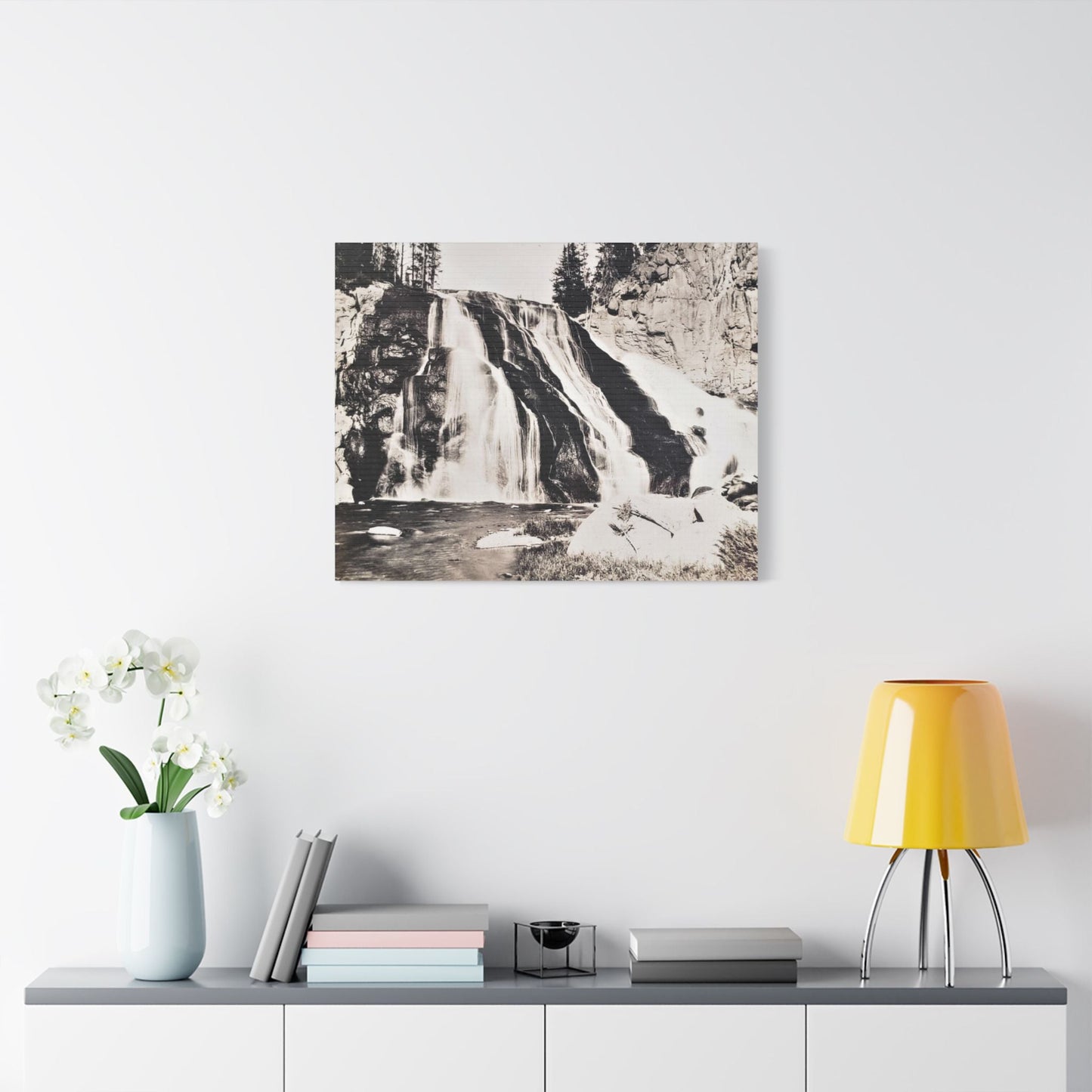 Gibbon Falls Yellowstone Satin Canvas Stretched 30" x 24" (Horizontal) 1.5"