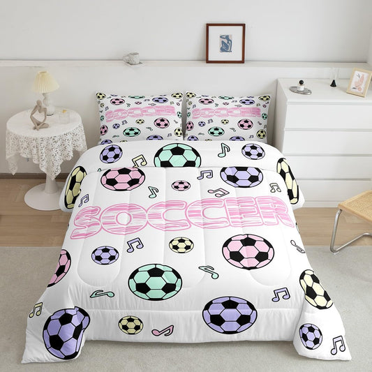 Youthful Soccer Comforter Set with Pillowcase - - comforter