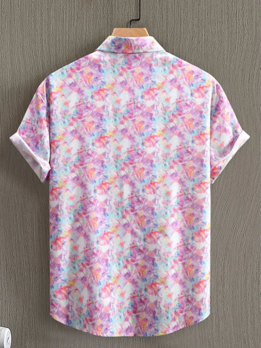 Men's Printed Short Sleeve Casual Shirt - -
