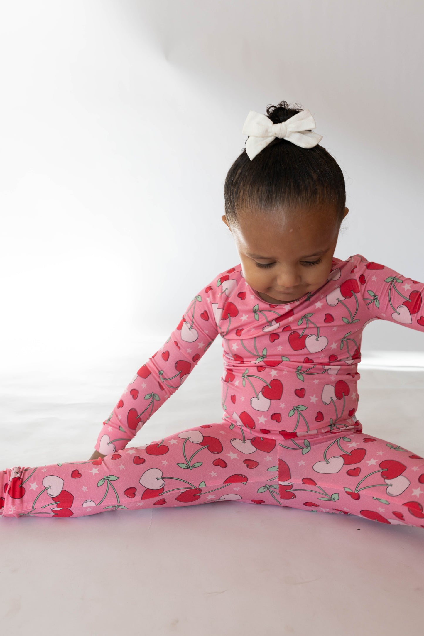 Cherry Hearts 2 piece PJs - - pajamas