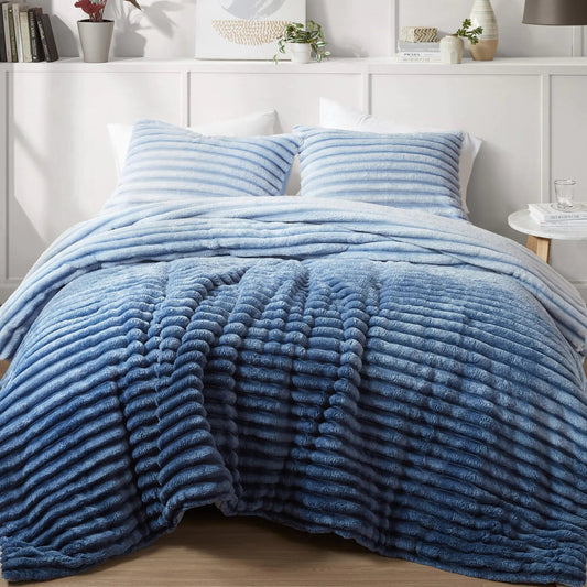 Twin-Twin XL Blue Ombre Microfiber Reversable 2 Piece Twin Set - Kia Day Design