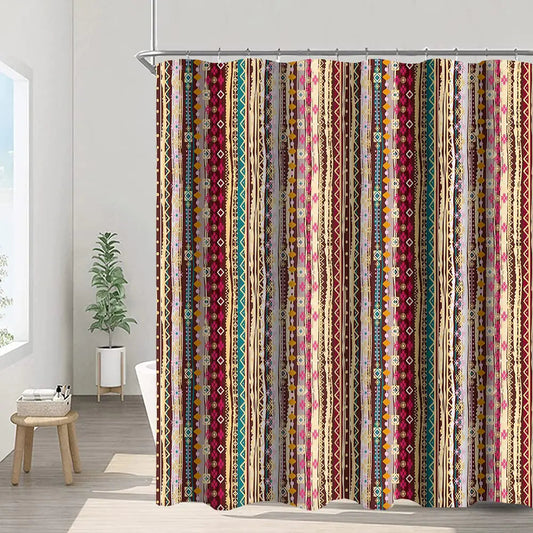 Striped Shower Curtains Colorful Vertical Stripe Waterproof Polyester Fabric - Kia Day Design