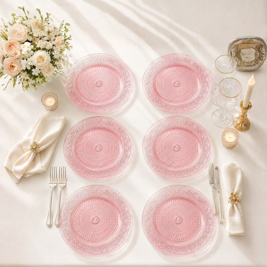 Blush Vintage Glass Plate Set of 6 - - Plate